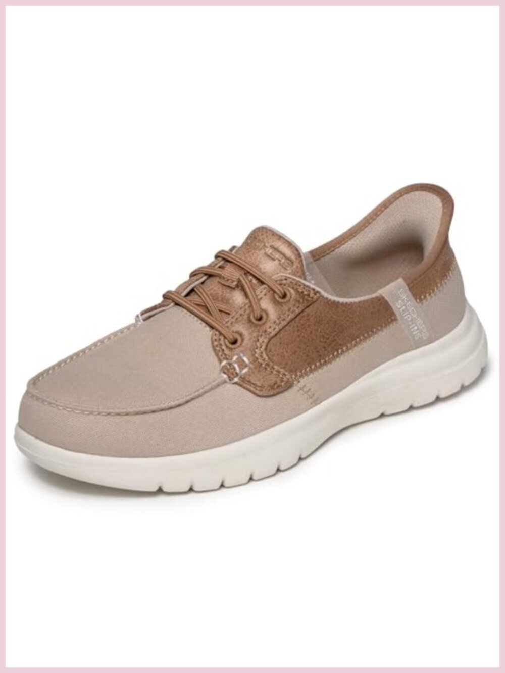 Skechers Women's Hands-Free Slip-On Boat Shoes Canvas Vegan Leather